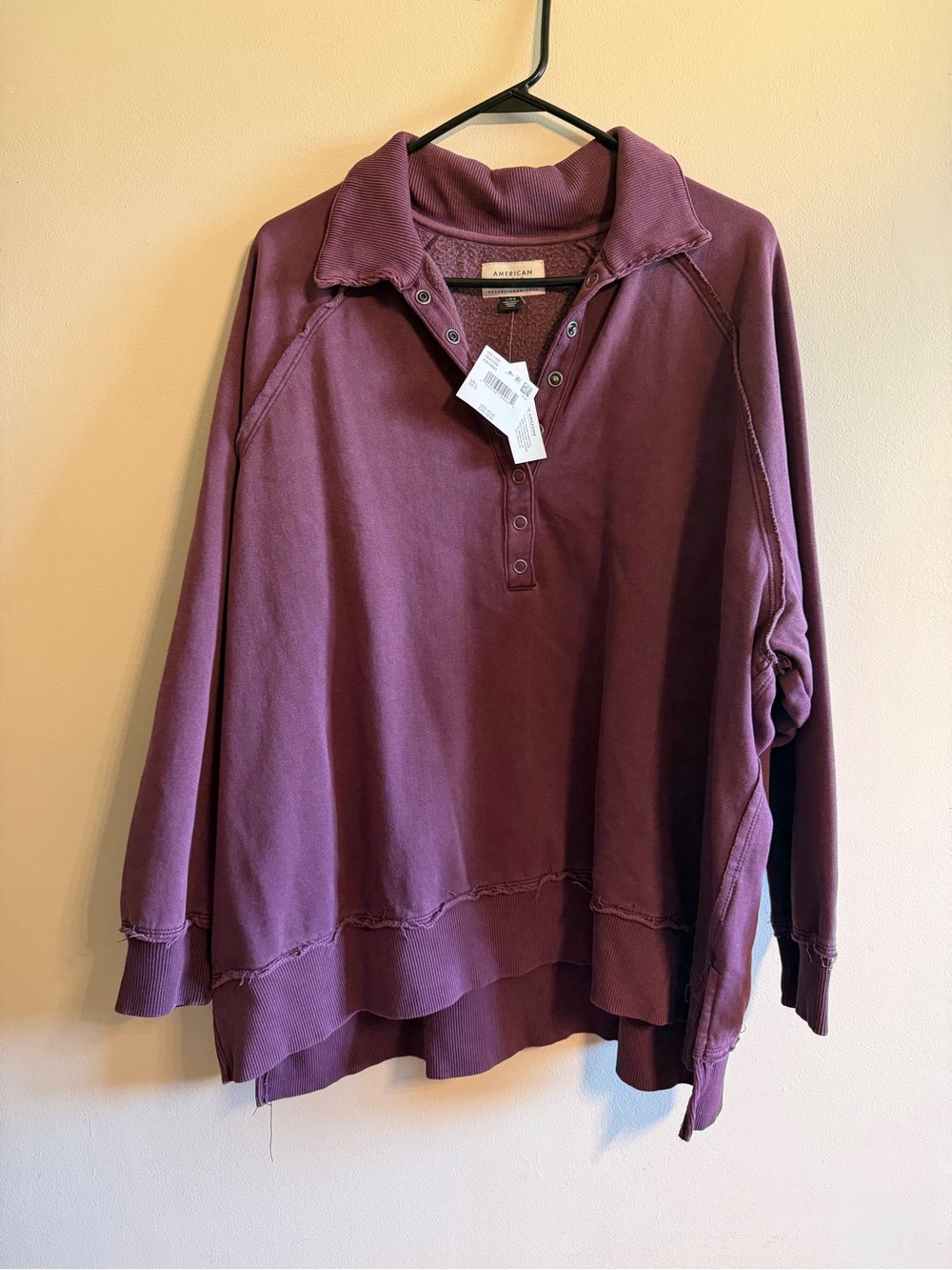 NWT women’s American Eagle Outfitters Plum Button-Neck Pullover Large